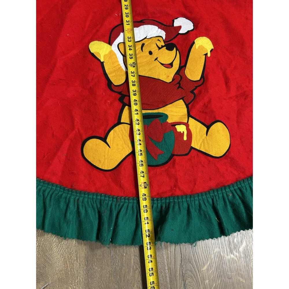 VTG Disney Winnie the Pooh Christmas Tree Skirt 53" Red Green Felt - Picture 3 of 5